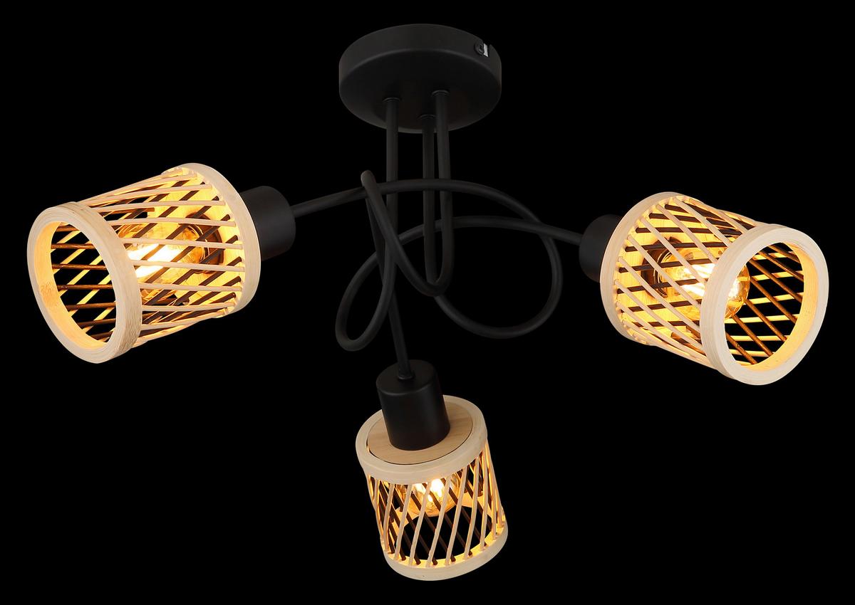 Deckenleuchte Exkl. 3xe14, 10w - Schwarz/Grau, Design, Glas/Metall (40/26cm) - Globo