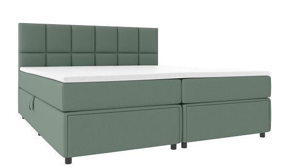 Boxspringbett Garda mit Topper 160x200 - Schwarz/Grün, KONVENTIONELL, Holzwerkstoff/Textil (160/200cm)