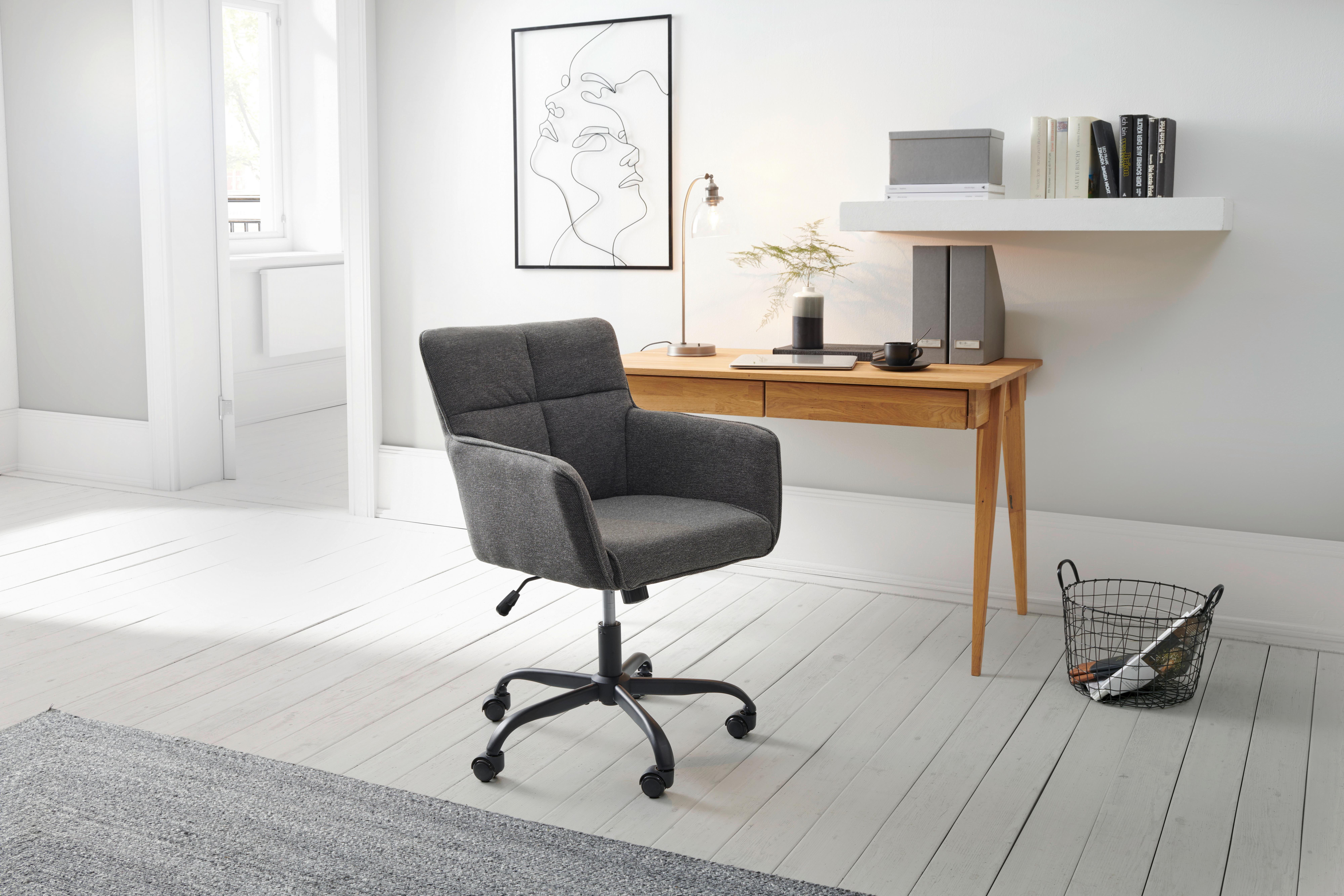 Drehstuhl Lecce - Dunkelgrau/Schwarz, LIFESTYLE, Holz/Kunststoff (59/83-91/62.5cm) - MID.YOU