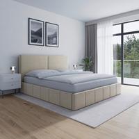 Čalouněná postel MILA 180x200 cm, šedohnědá - černá/šedohnědá, Moderní, kov/dřevo (180/200cm) - Bessagi Home