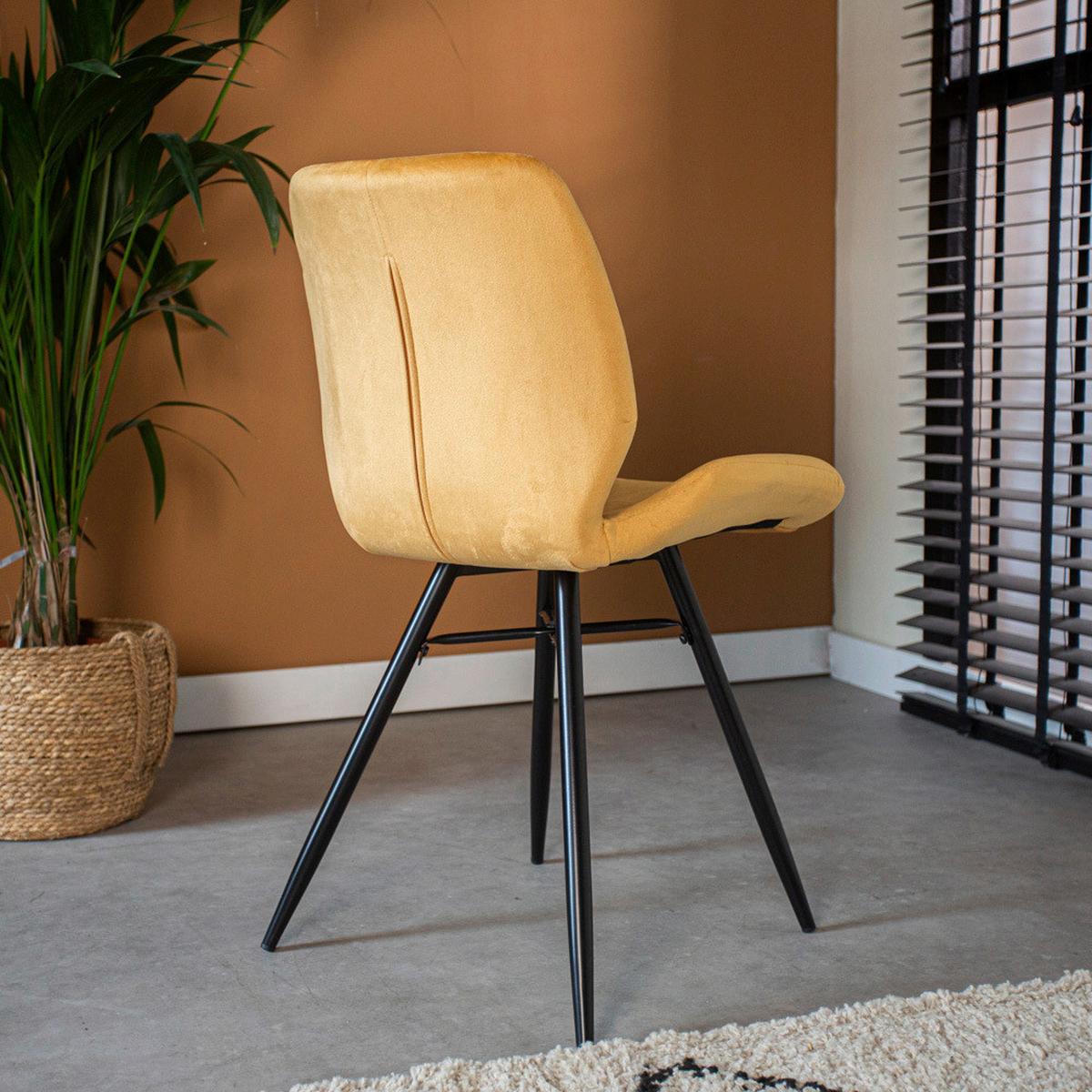 Stuhl-set Barron - Gelb/Schwarz, Design, Textil/Metall (47/82/55cm) - MID.YOU