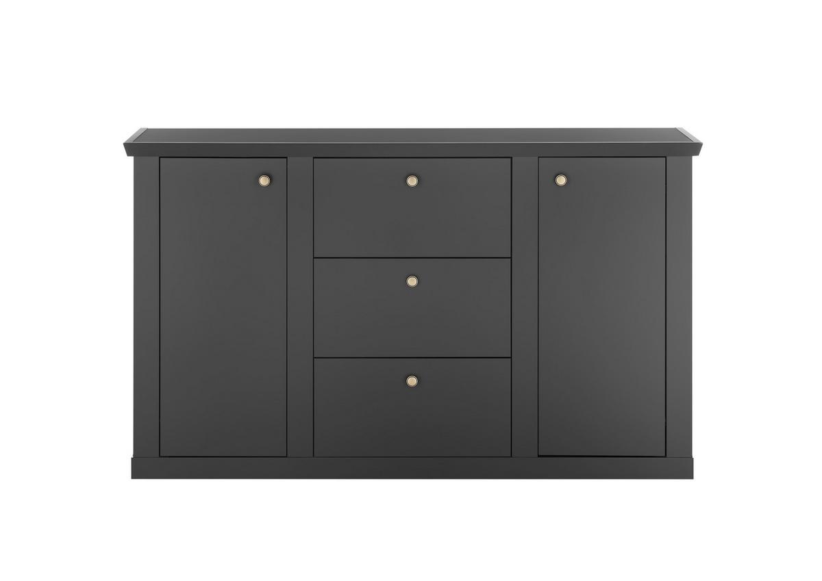 Sideboard Lincoln Schwarz/Eichefarben B: 158cm - Eichefarben/Schwarz, Design, Holzwerkstoff (158/92/42cm) - MID.YOU