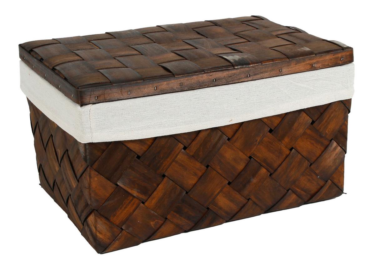 Korb Petra - M - Braun/Weiß, Basics, Holz/Textil (35/22/18,5cm) - Luca Bessoni