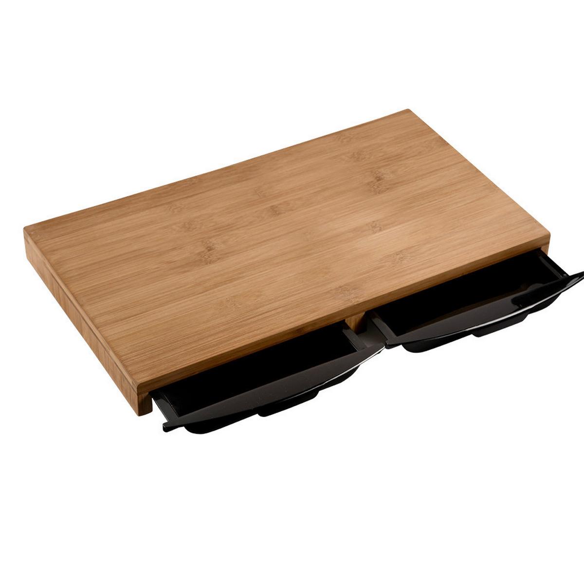 Schneidebrett Mit 2 Auffangwannen - Schwarz/Braun, Basics, Holz/Kunststoff (50/28,5/4,5cm) - Kesper