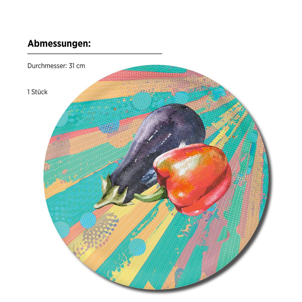 Pizzatellerset Porzellan 4 tlg. D: 31 cm - Blau/Rot, Basics, Keramik (31/2cm) - Mäser