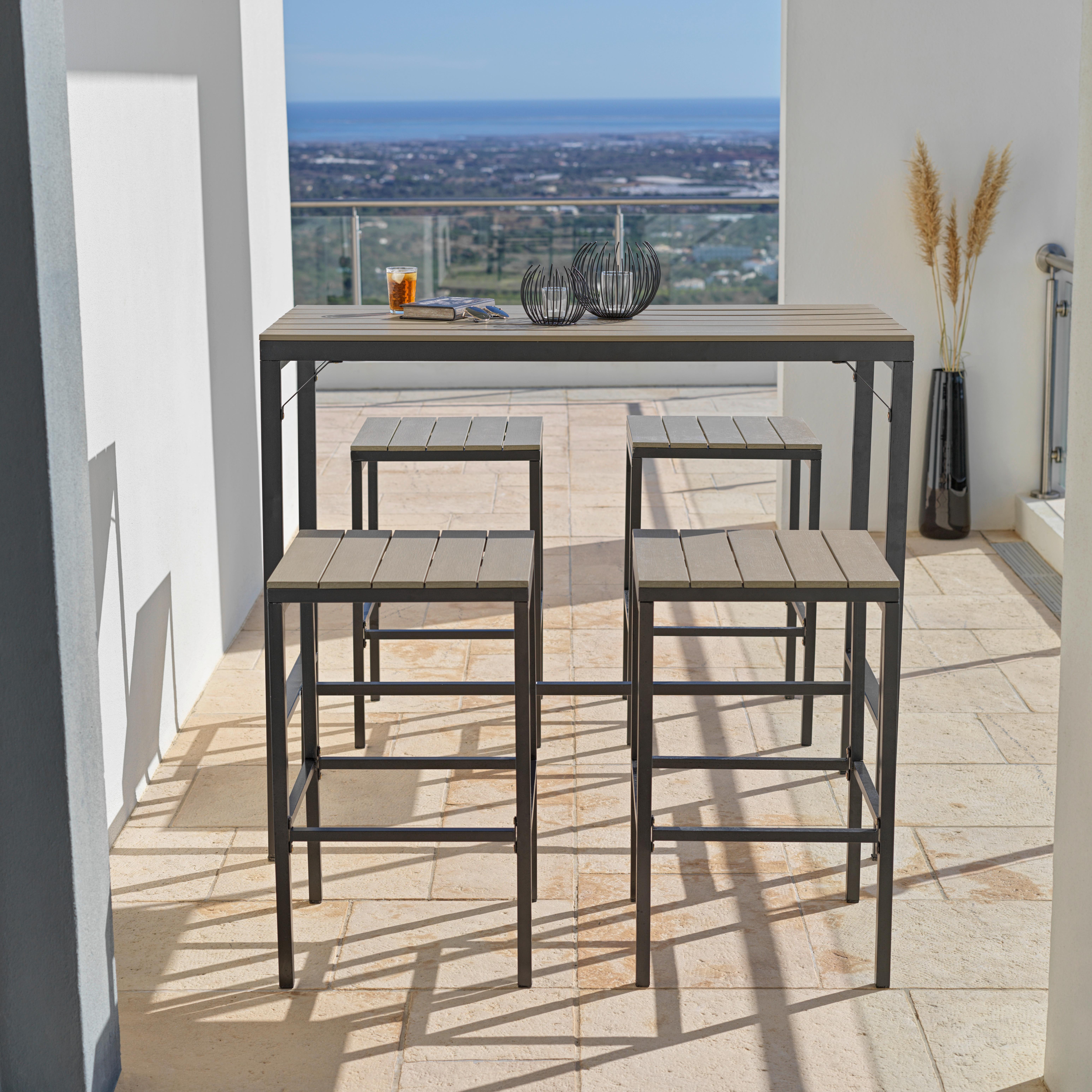 Gartengarnitur 5-Tlg. Oslo Stahlgestell - Dunkelgrau/Braun, MODERN, Kunststoff/Metall (130/110.5/60cm) - Luca Bessoni