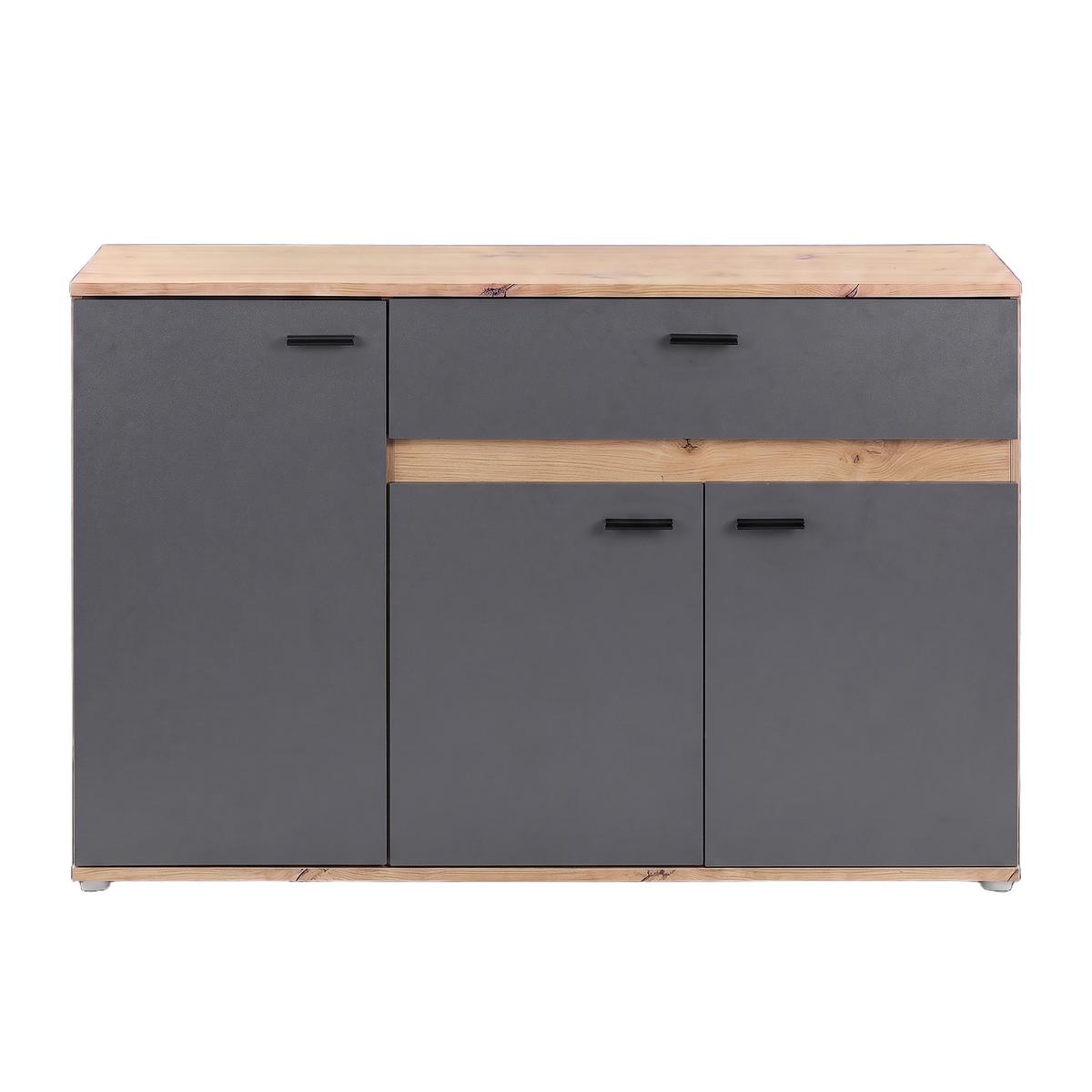 Kommode Carmen 3 Anthrazit/Eichefa. B: 120,1cm - Eichefarben/Anthrazit, Trend, Holzwerkstoff (120,1/80/35cm) - Based