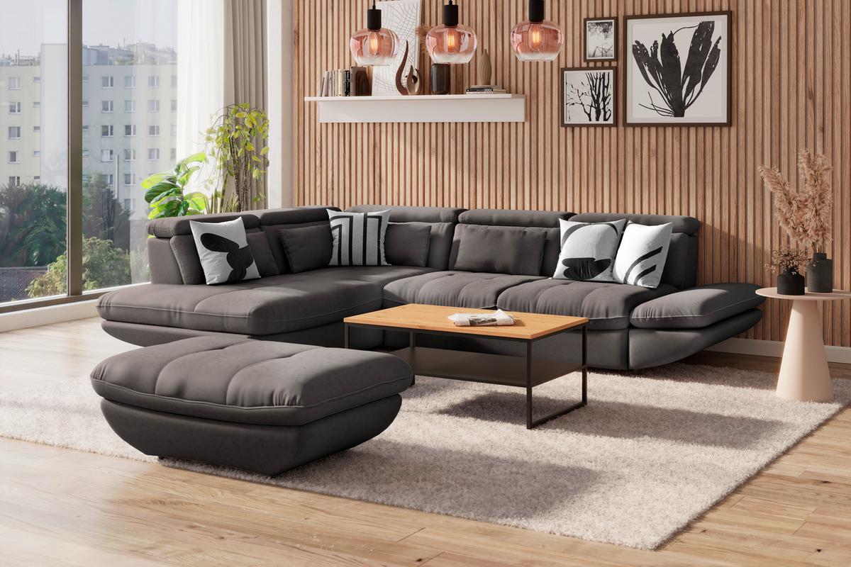 Ecksofa mit Schlaffunktion Park Dunkelbraun 233x311 cm - Dunkelbraun/Schwarz, MODERN, Textil (233/311cm) - Luca Bessoni