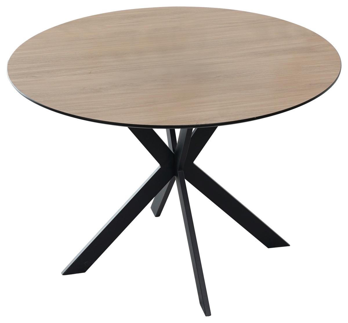 Esstisch Amar Melamin Eichefarben, B: 110 cm - Eichefarben/Schwarz, KONVENTIONELL, Holzwerkstoff/Metall (110/75/110cm) - P & B