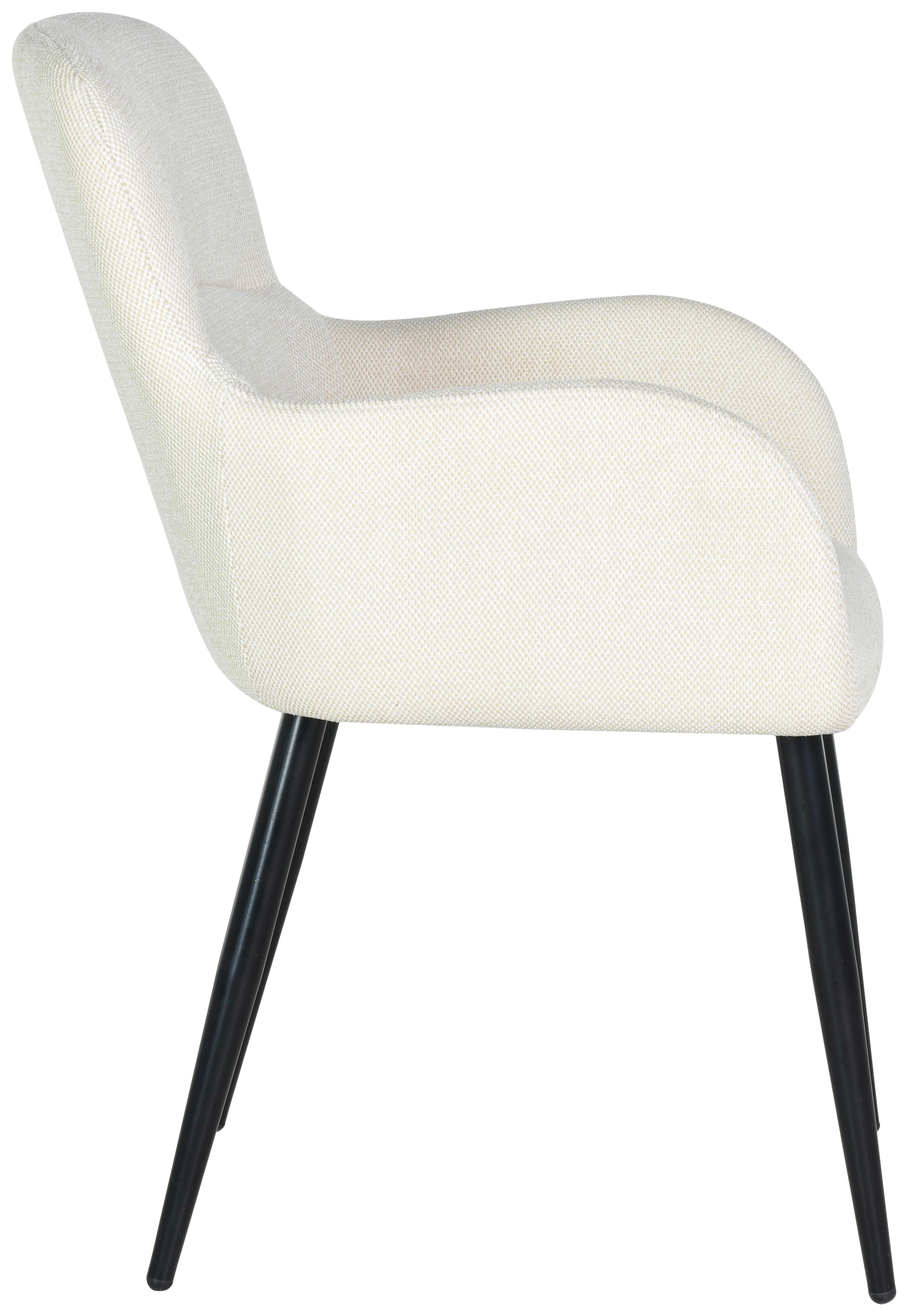 Armlehnstuhl Serena Leinenoptik Beige, B: 56 cm - Beige/Schwarz, KONVENTIONELL, Holz/Textil (56/88/61cm)