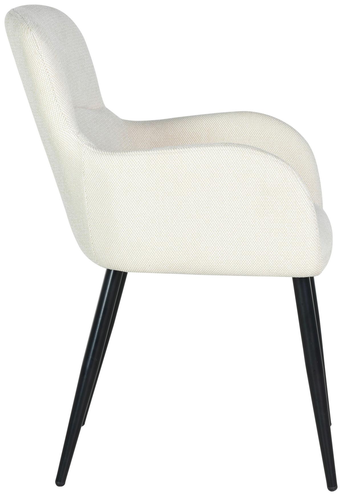 Armlehnstuhl Serena Leinenoptik Beige, B: 56 cm - Beige/Schwarz, KONVENTIONELL, Holz/Textil (56/88/61cm)