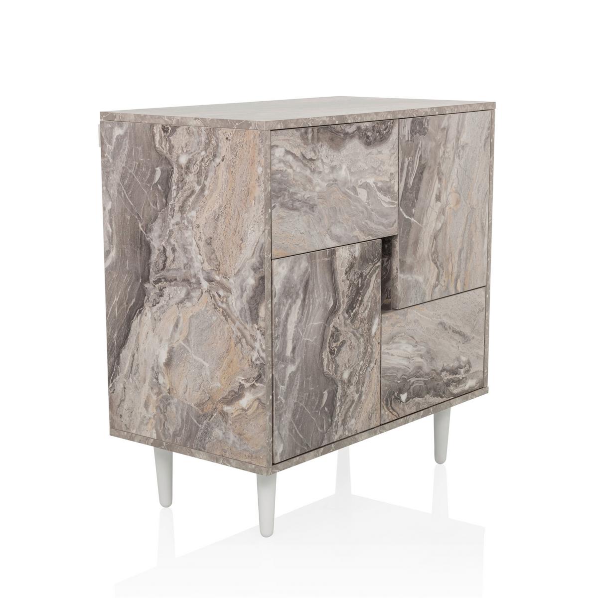 Kommode Lykkja Braun/Weiß B: 72 cm - Schwarz/Braun, MODERN, Holzwerkstoff (72/77/39,5cm) - MID.YOU