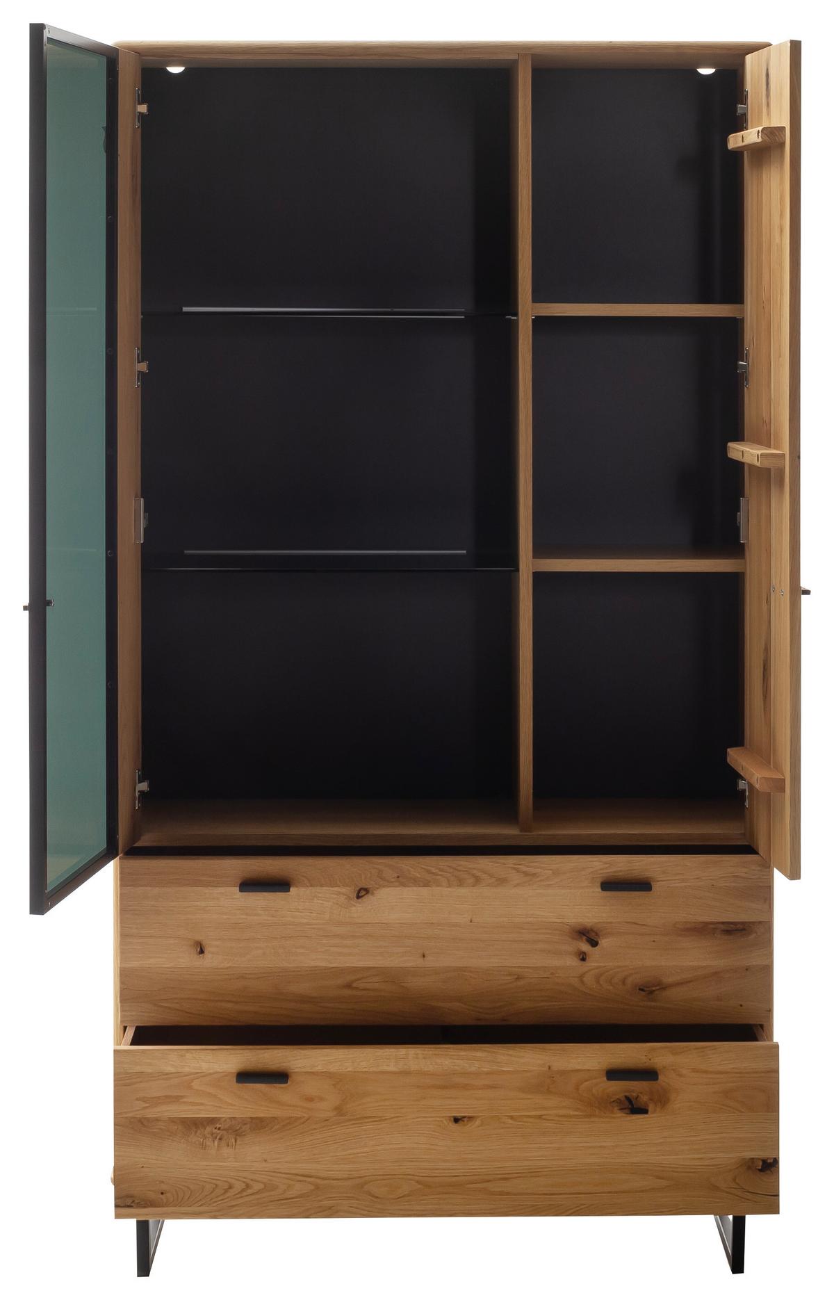 Vitrine Arezzo Wildeiche/Anthrazit B: 100 cm - Wildeiche/Anthrazit, Design, Glas/Holz (100/186/37cm) - MID.YOU