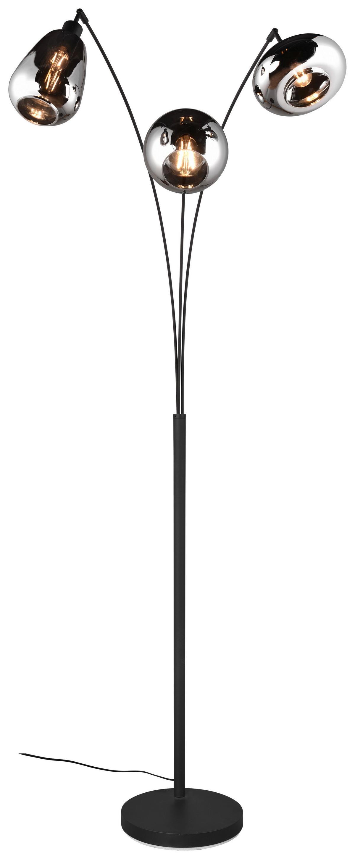 Stehleuchte 417000332 Lumina - Chromfarben/Schwarz, KONVENTIONELL, Glas/Metall (200/30/71cm) - Trio Leuchten
