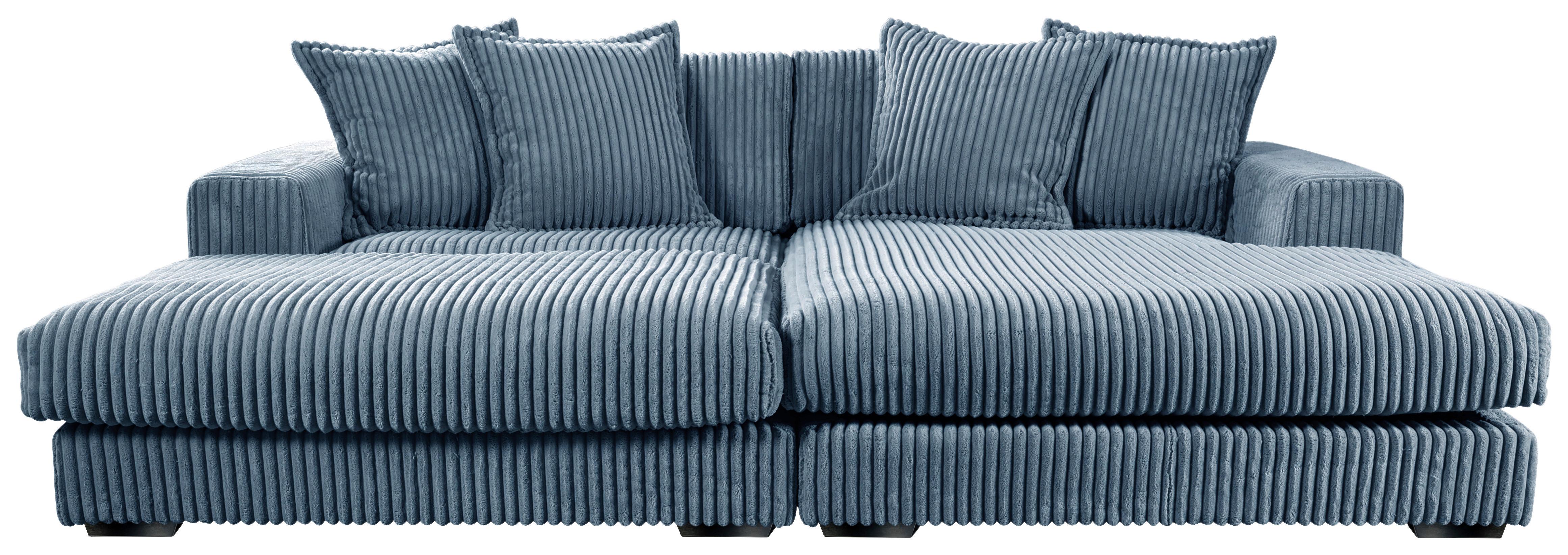 Ecksofa Funny Rechts Hellblau mit Hocker B: 285 cm - Schwarz/Hellblau, Basics, Textil (285/195cm) - Livetastic