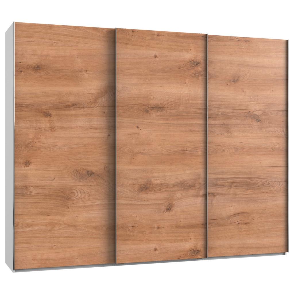 Schwebetürenschrank 300cm Level, Weiß/Eiche Dekor