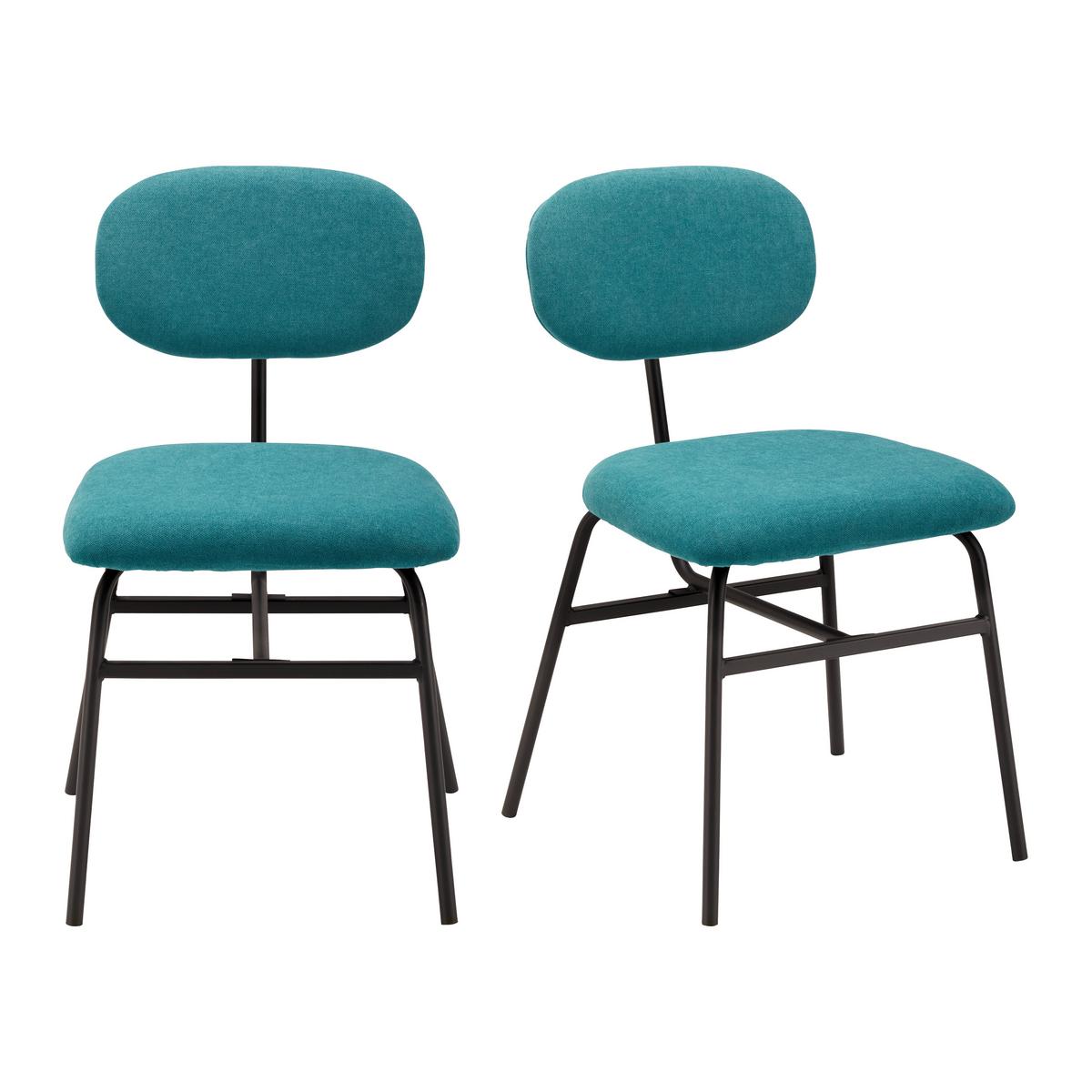 Sada 2ks židlí PINO tyrkis - černá/tyrkysová, Moderní, kov/dřevo (46/80/55cm) - PBJ