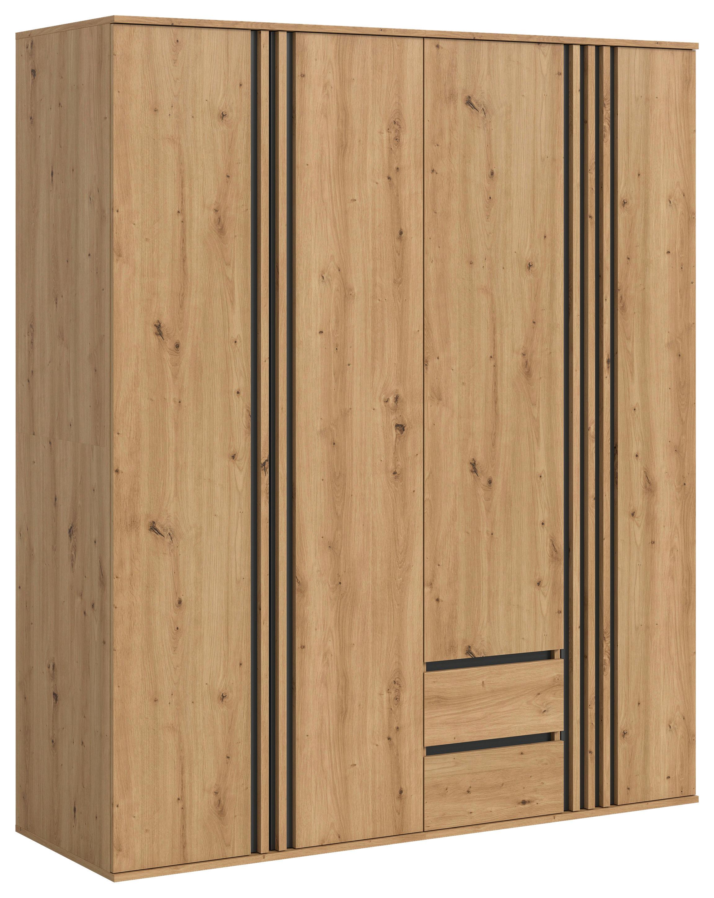 Drehtürenschrank Tofta Eiche Dekor/Anthrazit B: 160cm - Anthrazit/Eiche Artisan, ROMANTIK / LANDHAUS, Holzwerkstoff (160/190/56cm) - Livetastic