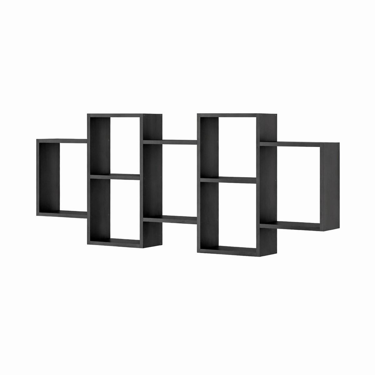 Wandregal Trio Schwarz B: 160,8cm - Schwarz, Basics, Holzwerkstoff (160,8/65/18cm)