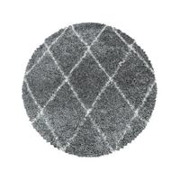 Hochflor Teppich Grau Alvor Rund ⌀ 200 cm - Grau, Basics, Textil (200cm)