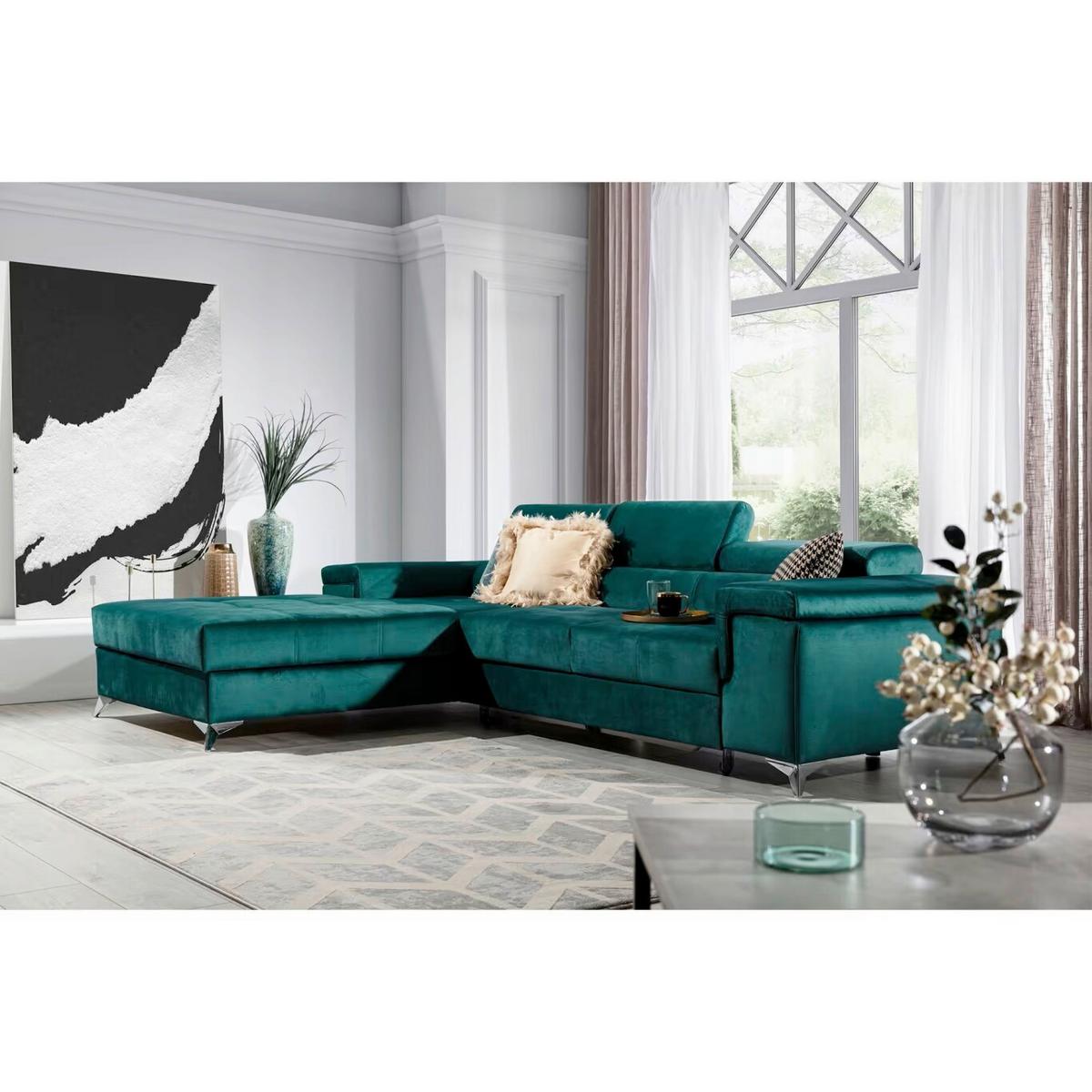 Ecksofa Ricardo Grün S: 205x281 cm - Silberfarben/Grün, Design, Textil (205/281cm) - MID.YOU