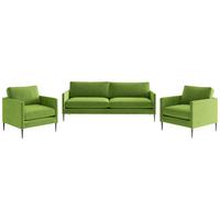 Sitzgarnitur Justin 3-teilig Grün B: 210 Cm - Edelstahlfarben/Grün, Design, Textil (210/80/84cm) - Livetastic