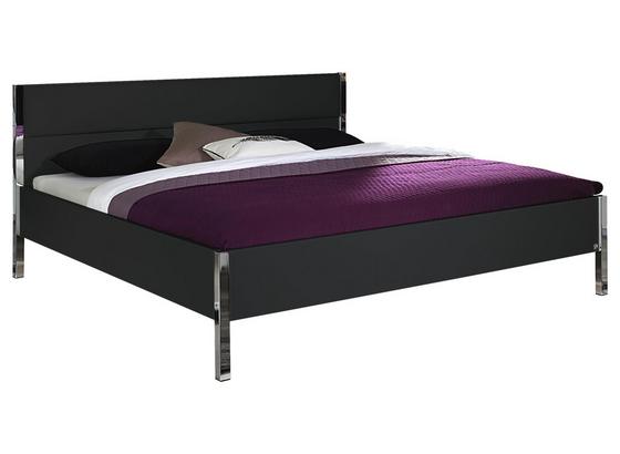 Elegantes Bett In Dunkelgrau Und Chromfarben