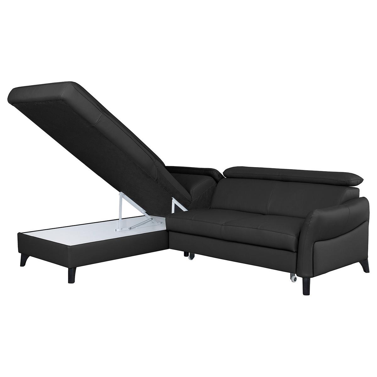 Ecksofa Note New Teilleder schwarz 199x244 - Schwarz, Design, Leder/Textil (199/244cm) - Livetastic