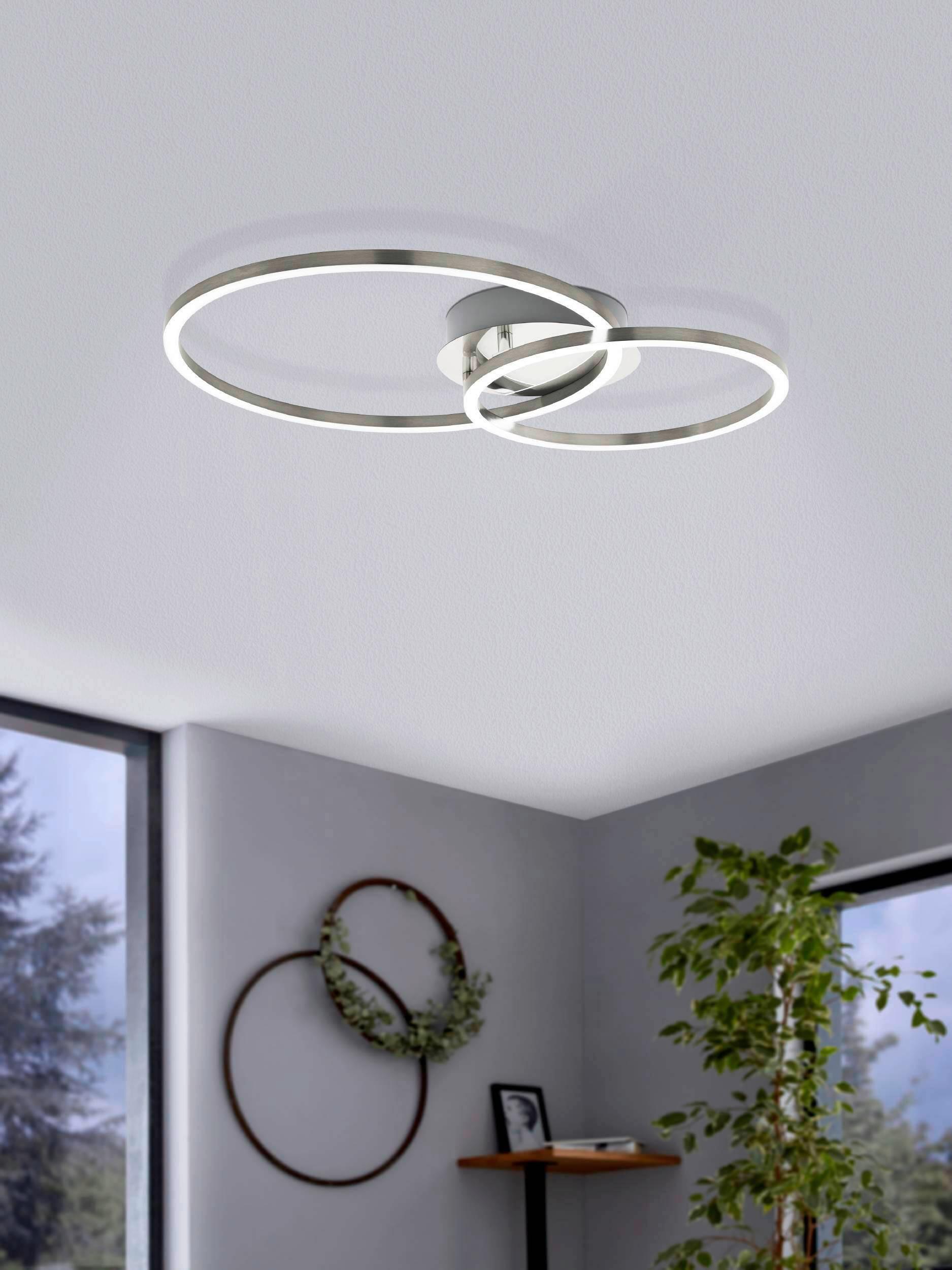 Deckenleuchte 75555 Palmaves Ø 45 Cm - Weiß/Nickelfarben, Basics, Kunststoff/Metall (45/30/12cm) - Eglo