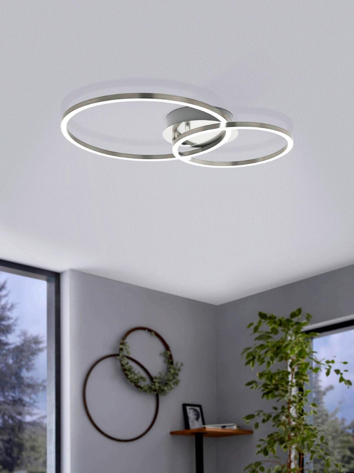Deckenleuchte 75555 Palmaves Ø 45 cm - Weiß/Nickelfarben, Basics, Kunststoff/Metall (45/30/12cm) - Eglo