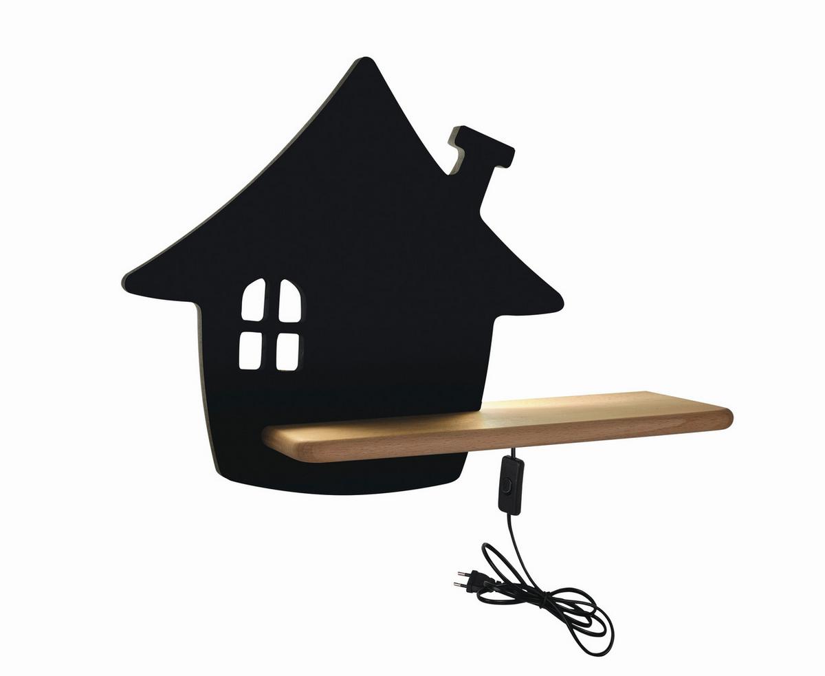 Kinderwandleuchte 21-85207 House - Schwarz, Basics, Holz/Holzwerkstoff (35/12/26cm)