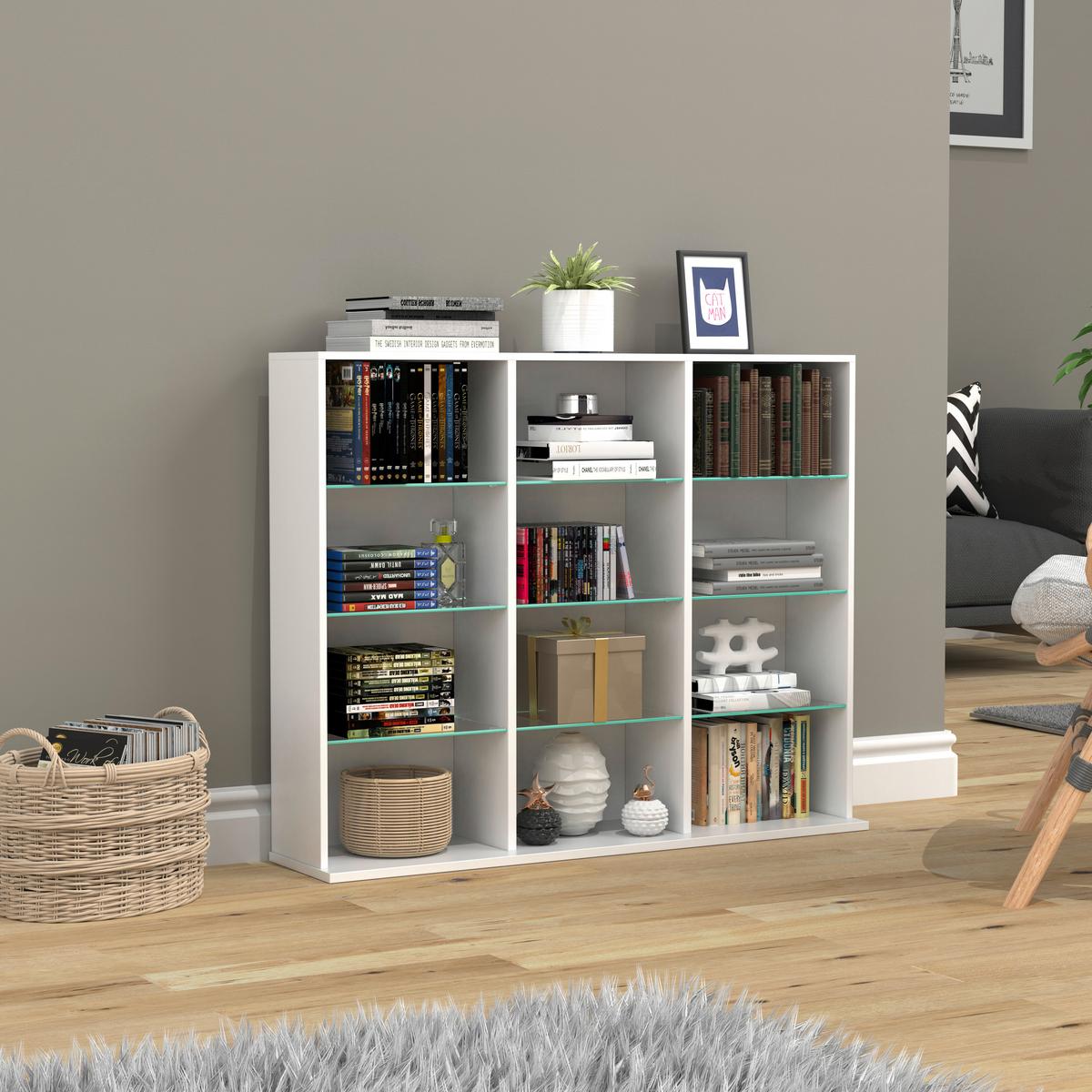 Regal Zilas Weiß B: 102 Cm - Weiß, Design, Glas/Holzwerkstoff (102/82/23cm) - MID.YOU