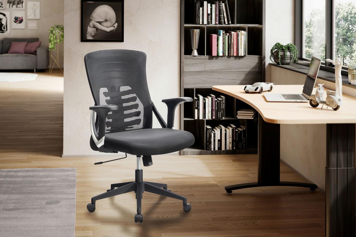 Drehstuhl Schwarz B: 65 cm - Schwarz, Design, Kunststoff/Textil (65/104/65cm) - MID.YOU