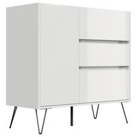 Sideboard Posseik Industrial Weiß B: 99 cm - Weiß Hochglanz/Schwarz, Design, Holzwerkstoff (99/93,6/42cm) - MID.YOU
