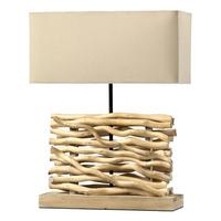 Tischleuchte 4850/Lg - Hellbraun, Natur, Holz/Textil (40/50/15cm)