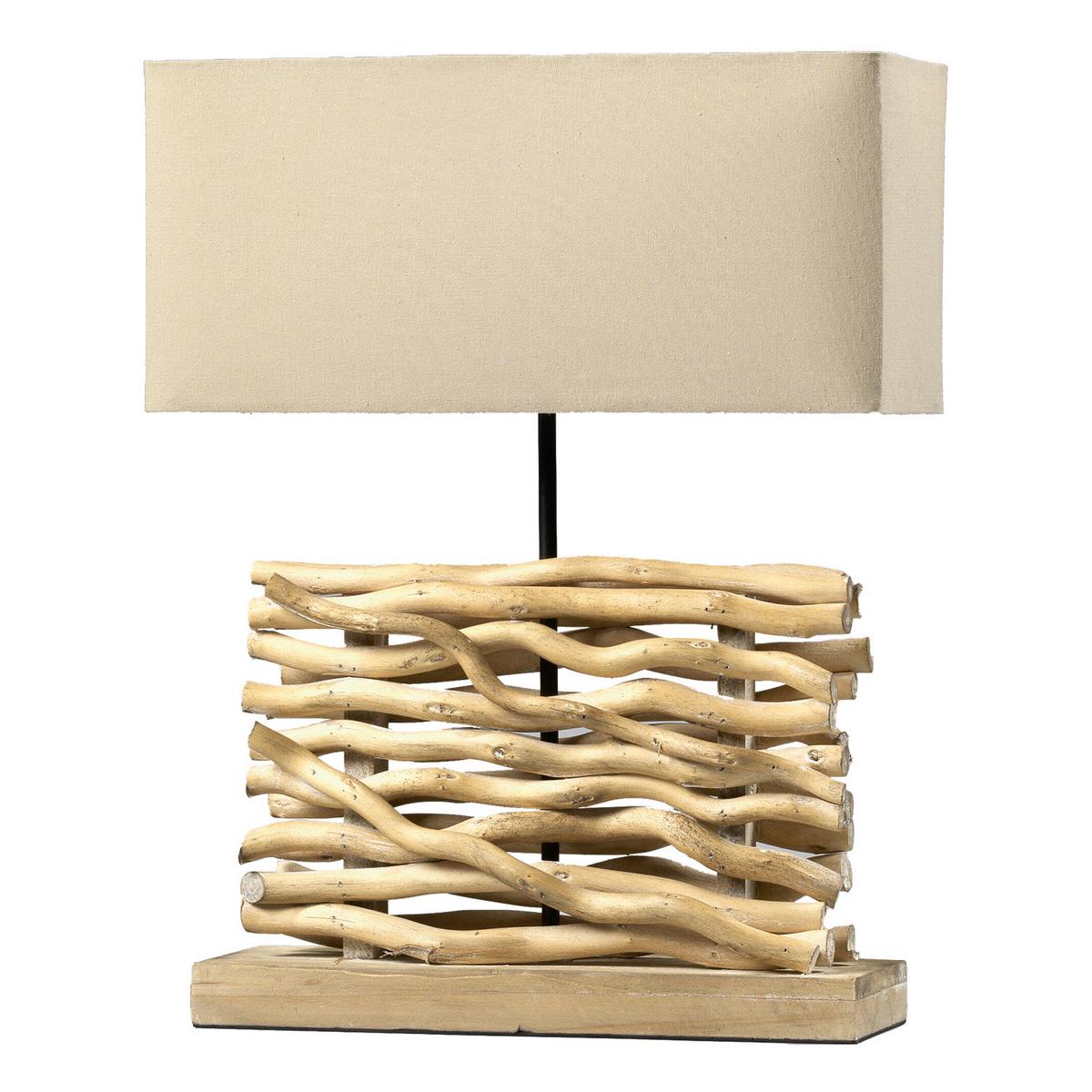 Tischleuchte 4850/Lg - Hellbraun, Natur, Holz/Textil (40/50/15cm)