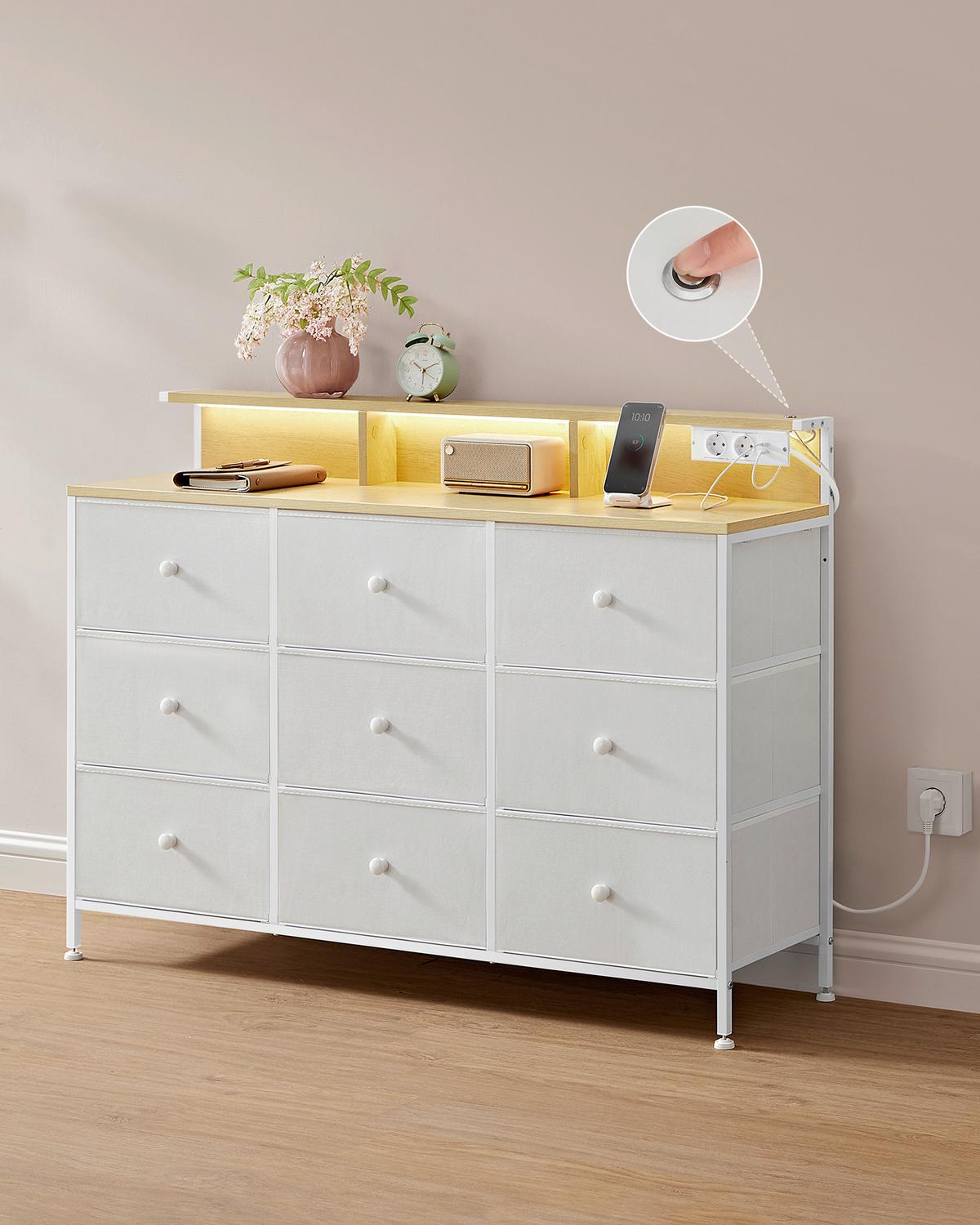 Kommode Weiß B: 114cm - Ecru/Weiß, Basics, Holzwerkstoff/Textil (114/84/33,5cm)