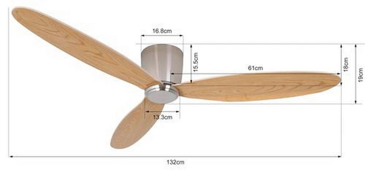 Deckenventilator Airfusion Chrom 3 Flügel, Geräuscharm - Chromfarben/Teakfarben, Basics, Holzwerkstoff/Kunststoff (132/19cm)