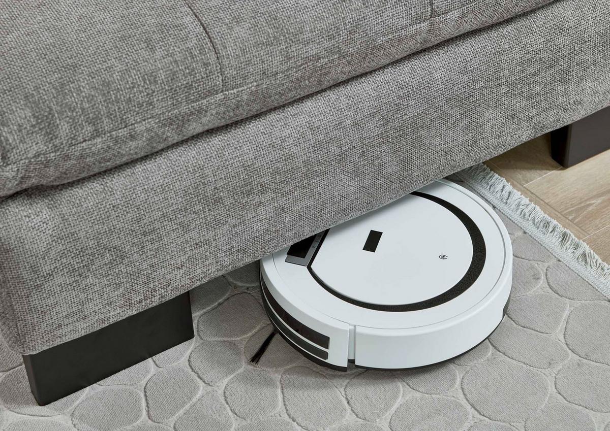 Rohová sedačka LANDO, pravá, sivá ženilka, bez funkcií - čierna/sivá, Modern, kov/textil (289/197cm) - Premium Living