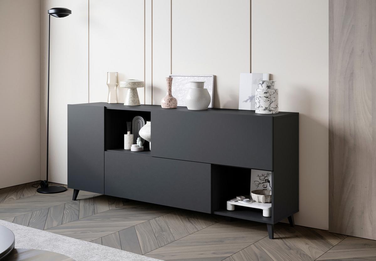 ŠIROKÁ KOMODA PHUKET SIDEBOARD 181 - čierna, Design, kompozitné drevo/plast (180/76/39cm) - P & B