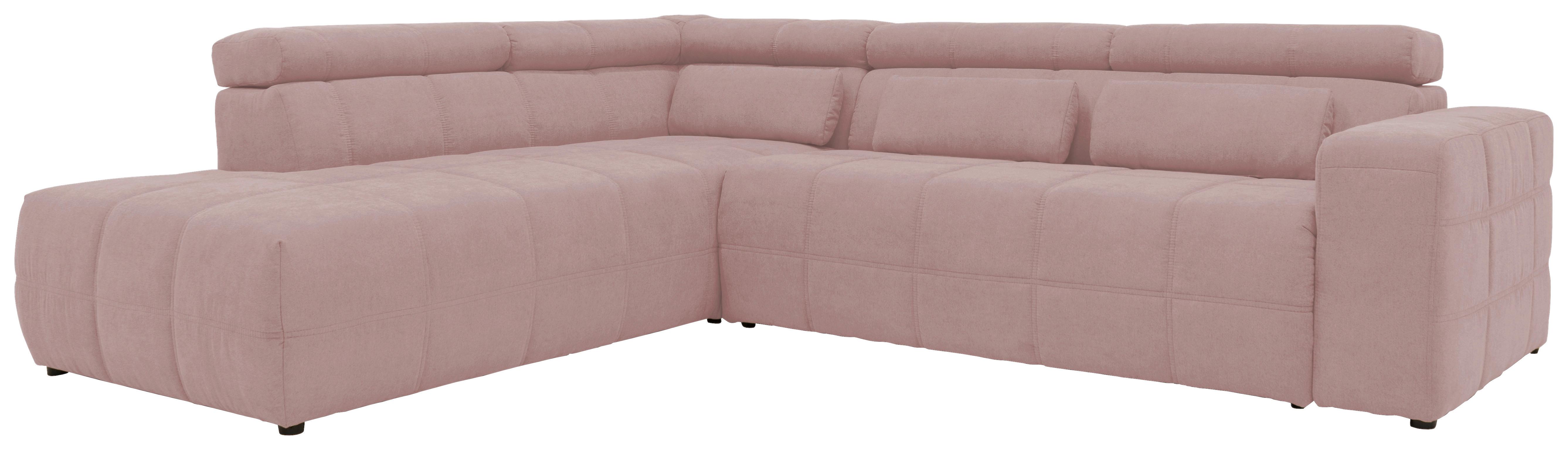 Ecksofa + Kopfteilverstellung Brandon Pink Mikrofaser - Schwarz/Rosa, Design, Textil (228/275cm) - MID.YOU