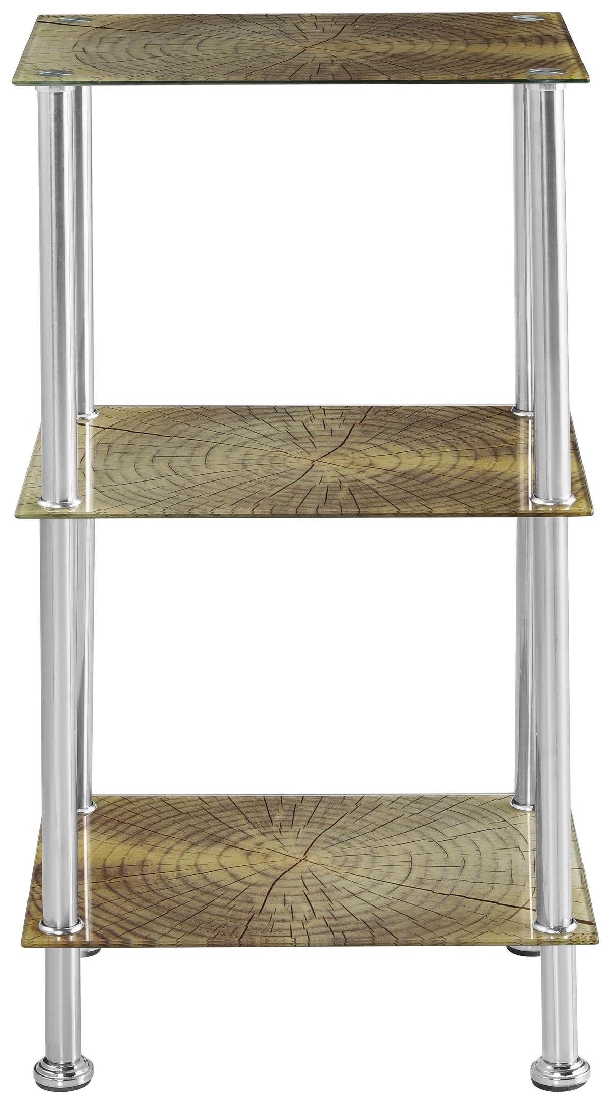 Regal mit Glasfächern bedruckt Glare B 40cm, Edelstahl/Braun - Edelstahlfarben/Braun, MODERN, Glas/Metall (40/70/30cm) - Luca Bessoni