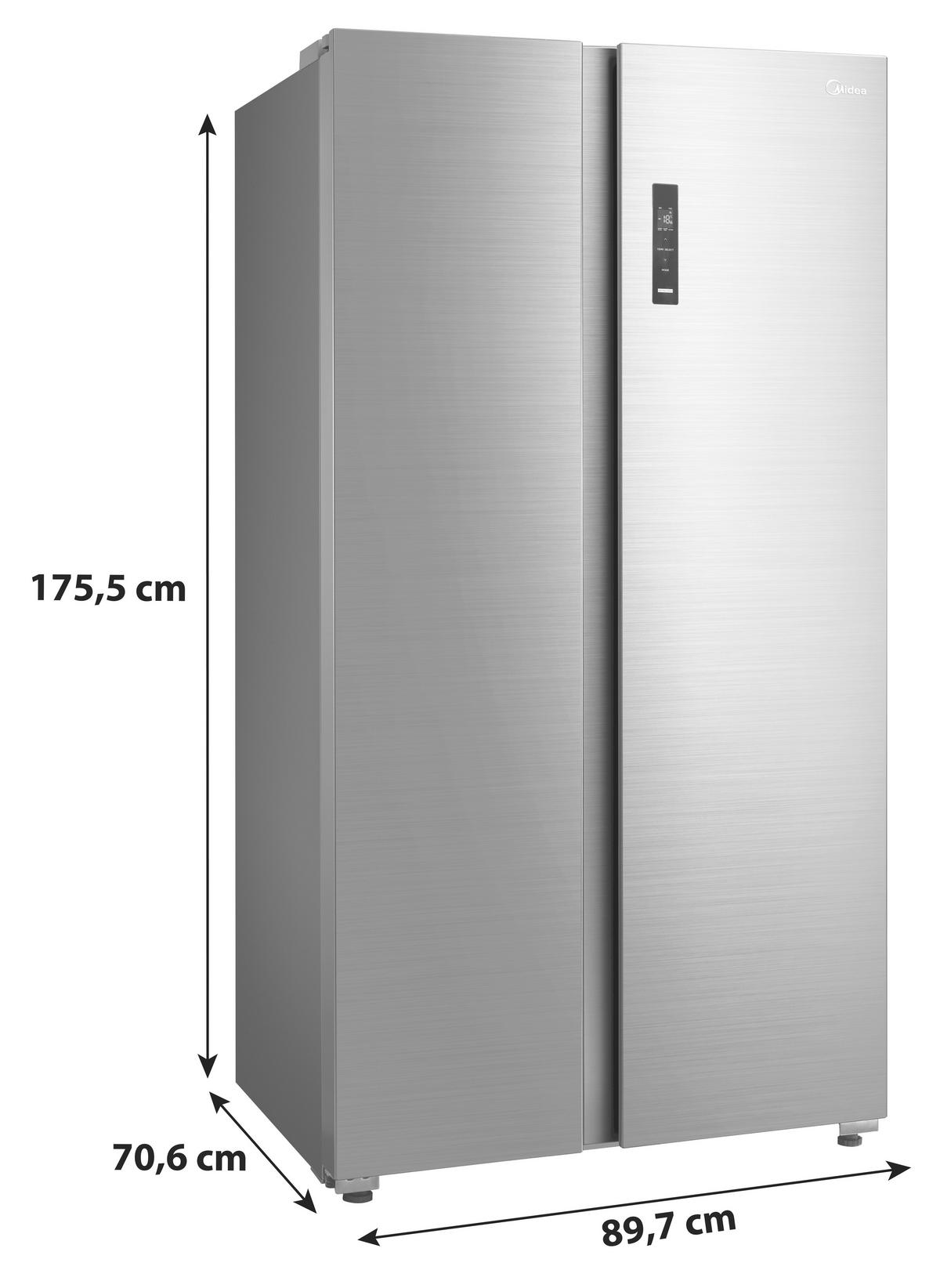 Side-By-Side MDRS710FGD46, Gesamtkapazität ca. 555 Liter - Edelstahlfarben/Weiß, Basics, Kunststoff/Metall (89.7/176.5/70.6cm) - Midea
