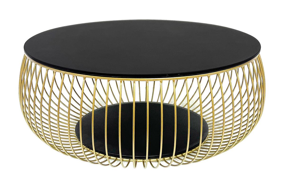 Couchtisch Schwarz/goldfarben D: 86 Cm - Goldfarben/Schwarz, Design, Glas/Metall (86/86/35cm) - Livetastic