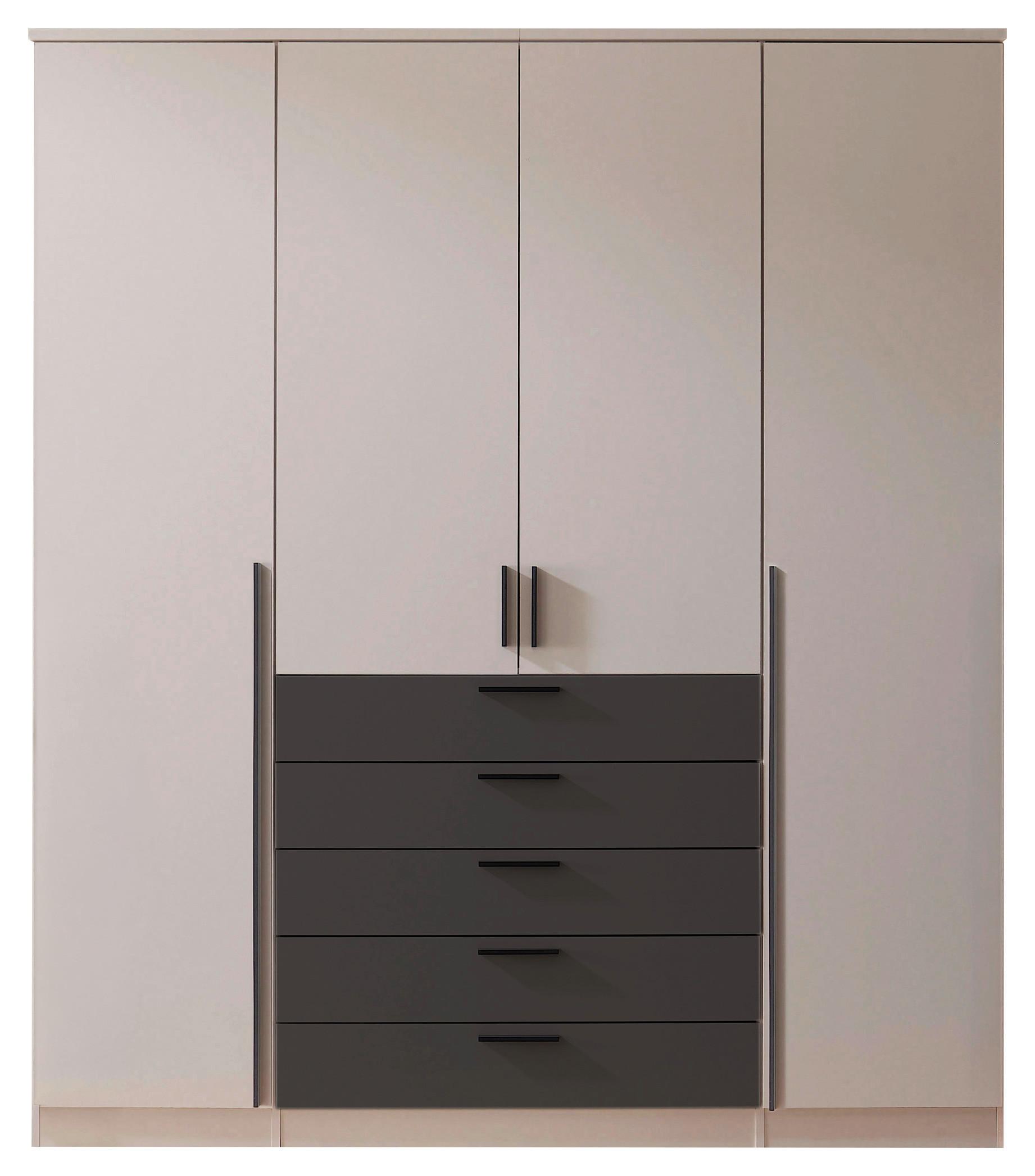 Kleiderschrank Arnis mit Schubladen B: 181cm - Kaschmir/Graphitfarben, Trend, Holzwerkstoff (181/210/52cm)