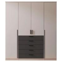 Kleiderschrank Arnis mit Schubladen B: 181cm - Kaschmir/Graphitfarben, Trend, Holzwerkstoff (181/210/52cm)