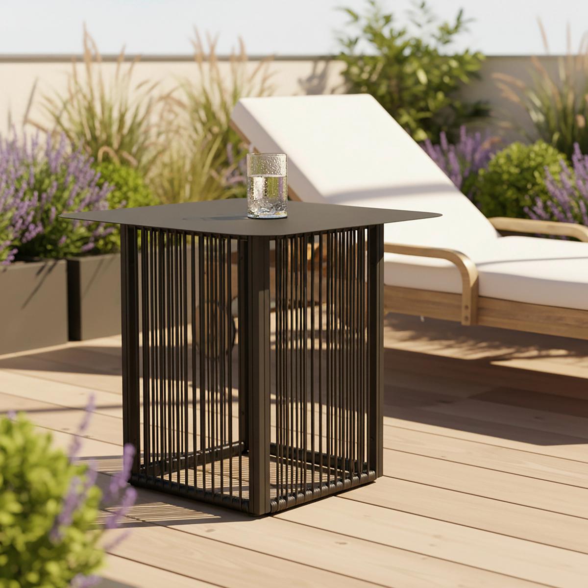 ZÁHRADNÝ PRÍRUČNÝ STOLÍK TRACY - čierna, Modern, kov/plast (55/47/55cm) - Bessagi Garden