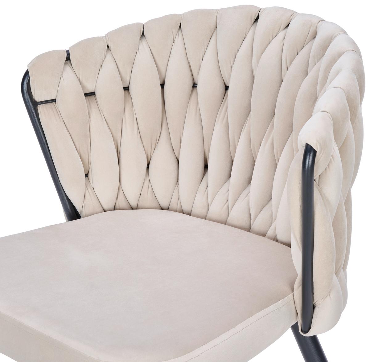 Stuhl Hardy Samt Beige B: 63 Cm - Beige/Schwarz, MODERN, Textil/Metall (63/58/78cm) - Livetastic