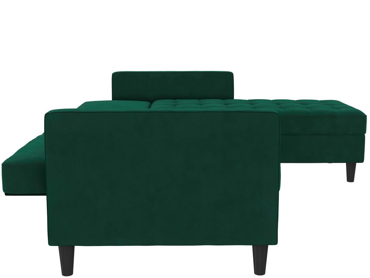 Ecksofa Palermo Dunkelgrün, mit Stauraum - Dunkelgrün/Schwarz, Basics, Textil (213/154cm) - Livetastic