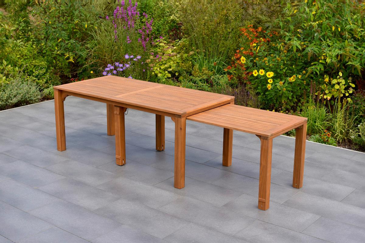 Gartentisch ausziehbar Flex Echtholz Akazie L: 185 cm - Braun, KONVENTIONELL, Holz (185/90/76cm) - Gardenson